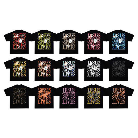 Jesus Christ Saves Lives T-Shirt - Black - Lucky Dip (BATCH 2 - Ships in January)