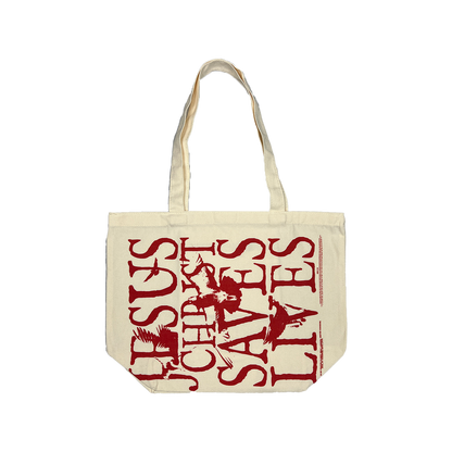 Jesus Christ Saves Lives Tote Bag - Cream