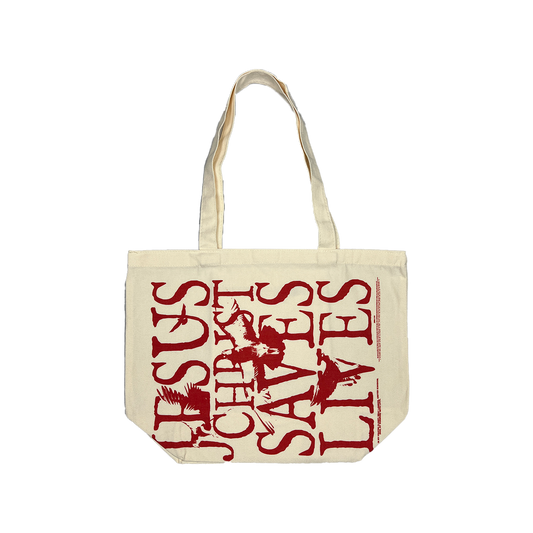Jesus Christ Saves Lives Tote Bag - Cream