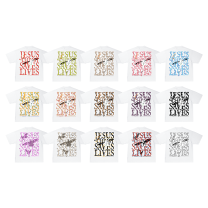 Jesus Christ Saves Lives T-Shirt - White (Ships in Mid January)