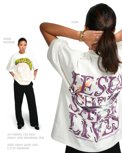 Jesus Christ Saves Lives T-Shirt - White (Ships in Mid January)